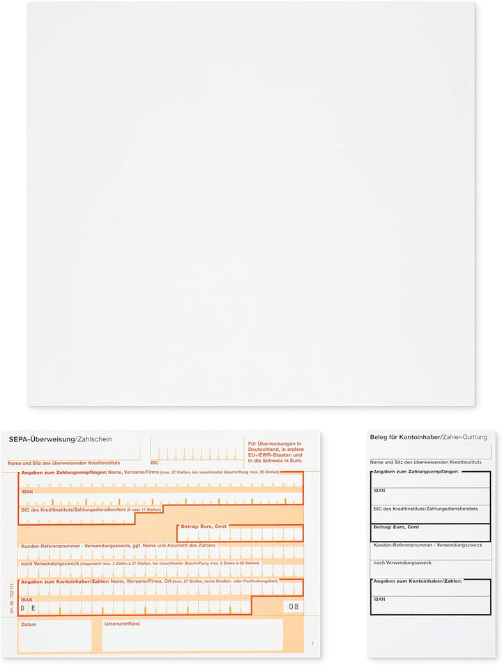 500 x Überweisungsträger Überweisungsformular SEPA Zahlschein A4 unten links 732111 Menge wählbar 50