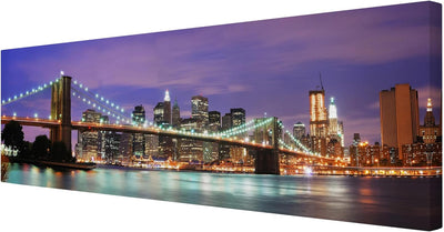 Bilderwelten Leinwandbild - Brooklyn Bridge in New York City - Panorama Quer, 40cm x 120cm, 40cm x 1