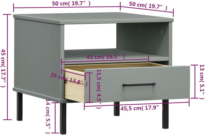 Tidyard Nachttisch Oslo mit Metallbeinen 1 offenes Fach und 1 Schublade Beistelltisch,Nachtschrank N