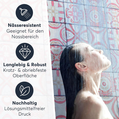 50 Stück Fliesenfolie für Küche und Bad 15x15 cm - Mosaikfliesen, Fliesensticker - selbstklebende Fl