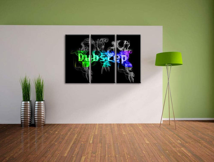 Bunt Electro music, Dubstep schwarz/weiss 3-Teiler Leinwandbild 120x80 Bild auf Leinwand, XXL riesig