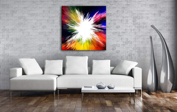 deyoli Farbenfrohe Explosion Format: 60x60 als Leinwandbild, Motiv fertig gerahmt auf Echtholzrahmen