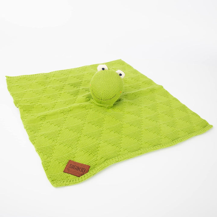 SIGIKID 39645 Strick-Schnuffeltuch Frosch Knitted Love, kuschelweiches Schmusetuch aus Baumwollstric