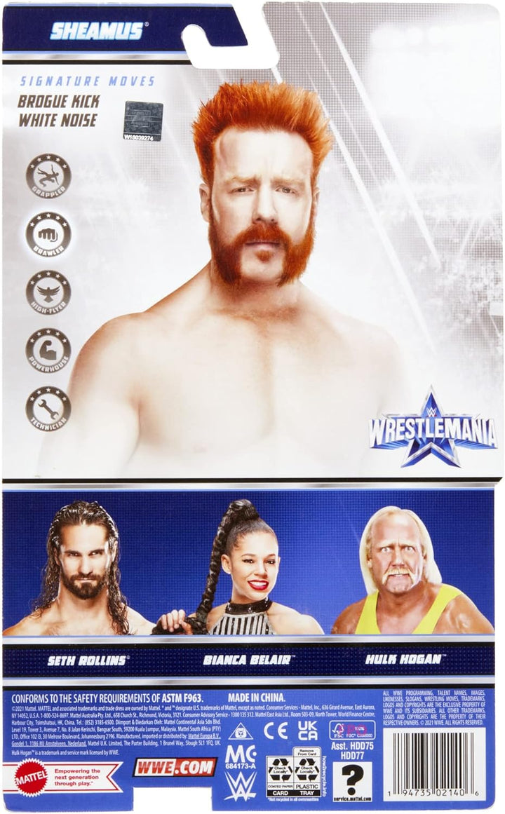 WWE HDD77 - WrestleMania Sheamus Actionfigur, bewegliches 15-cm-Sammlerstück, Spielzeug Geschenk für