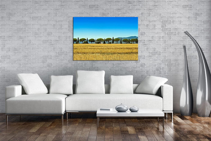 deyoli Toskana Landschaft mit Zypressen und Pinien im Format: 100x70 als Leinwandbild, Motiv fertig