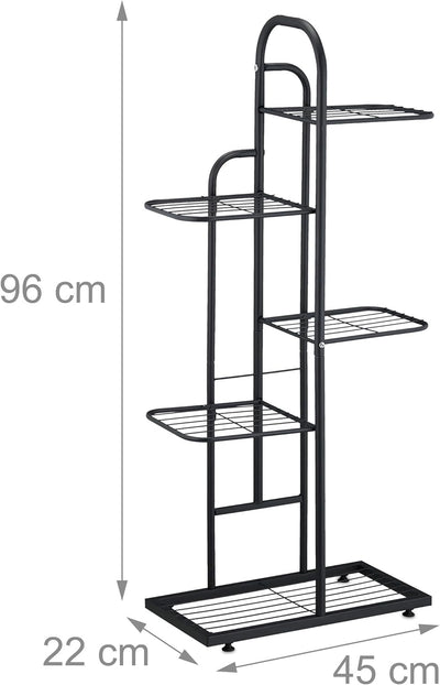 Relaxdays Pflanzenständer, 5 Ablagen, Pflanzentreppe Blumen & Kräuter, Metall Blumenständer, HxBxT:
