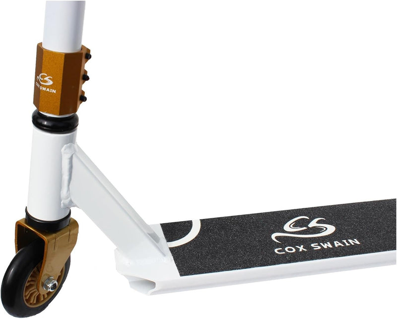 COX SWAIN Stunt Scooter Ramp-X345 - ABEC 9 und PU Rollen! - Super Heavy Quality! Schwarz/Gold, Schwa