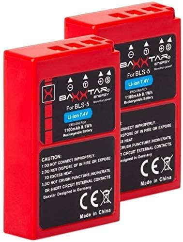 Baxxtar PRO BLS-5 BLS-50 Akku-Pack/echte 1100mAh / kompatibel mit OM-System Olympus - mit Ladegerät