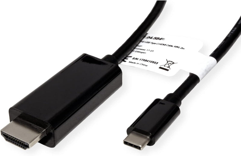 ROLINE USB Typ C - HDMI Adapterkabel, ST/ST, 2 m, 2 m