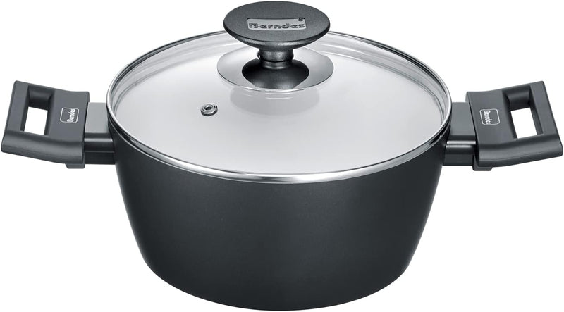 Berndes 013343 Kochtopf Starter Alu Induction b.nature, robuste Quarz Beschichtung, Topf mit Glasdec