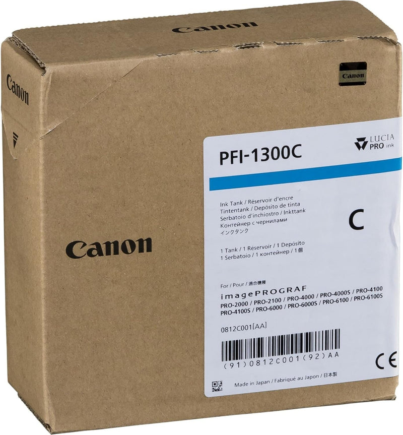 CANON PFI-1300 Tinte cyan Standardkapazität 330ml 1er-Pack iPF Pro2000/4000/4000S/6000S, Cyan