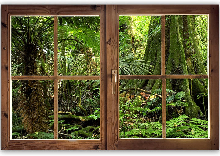 Febby Vlies Leinwandbild XXL Geschlossenes Fenster 3D-Illusion 120x80 cm Wandbild Kunst Bilder Schla