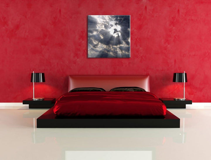 Das Jesusgesicht am Himmel, Format: 70x70 auf Leinwand, XXL riesige Bilder fertig gerahmt mit Keilra