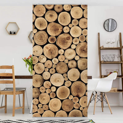 Bilderwelten Raumteiler Homey Firewood 250x120cm ohne Halterung 250x120cm without hanger, 250x120cm