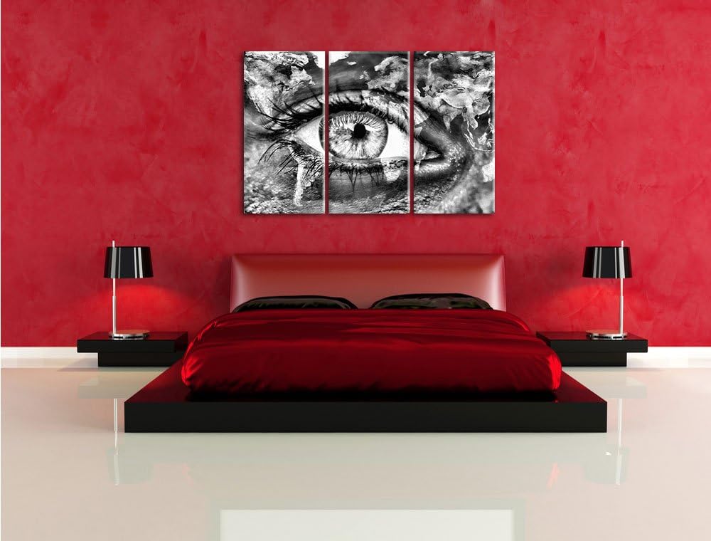 Pixxprint Monocrome, Die Erde gezeichnet auf EIN Gesicht 3-Teiler Leinwandbild 120x80 Bild auf Leinw