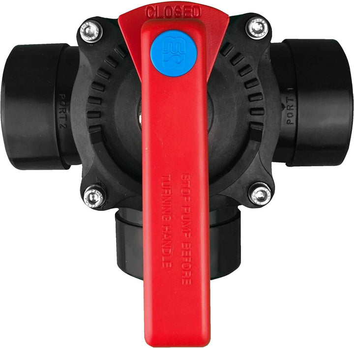 well2wellness® PVC 3-Wege Zylinderhahn Drehscheibenventil 50mm