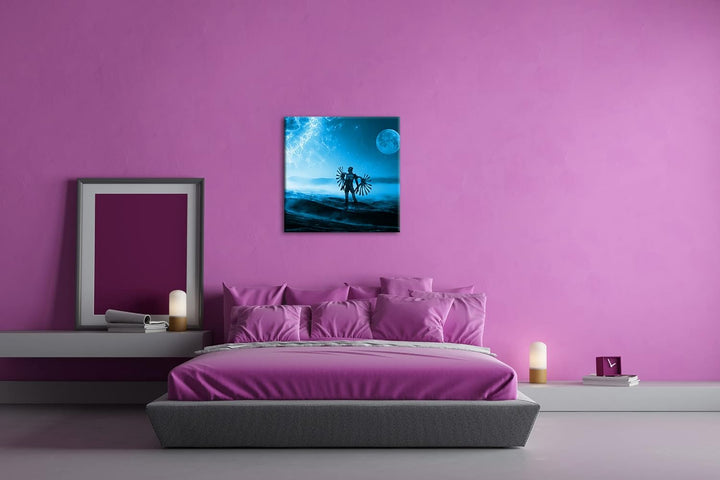 deyoli fantasievolle Science-Fiction Welt Format: 60x60 Effekt: Monocrome Blau als Leinwand, Motiv f