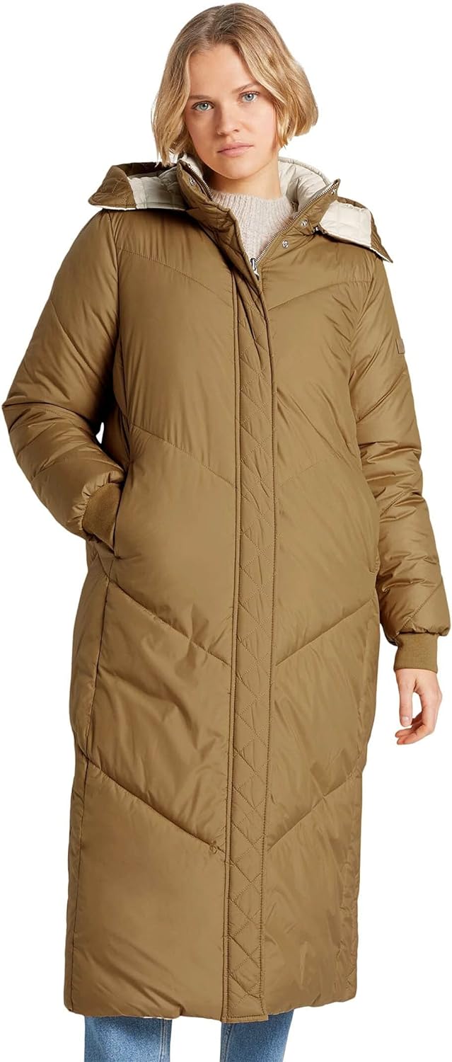 TOM TAILOR Denim Damen Jacken Maxi Puffermantel zum Wenden Fudge Brown,XL,24010,8000