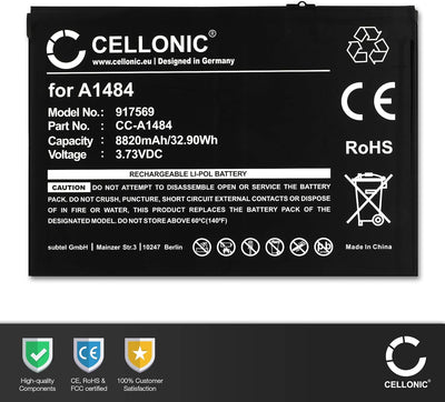 CELLONIC® Ersatz Akku A1484 für iPad Air 1/5 9.7" (2017) / 6 9.7" (2018) - A1474, A1475, A1822, A182