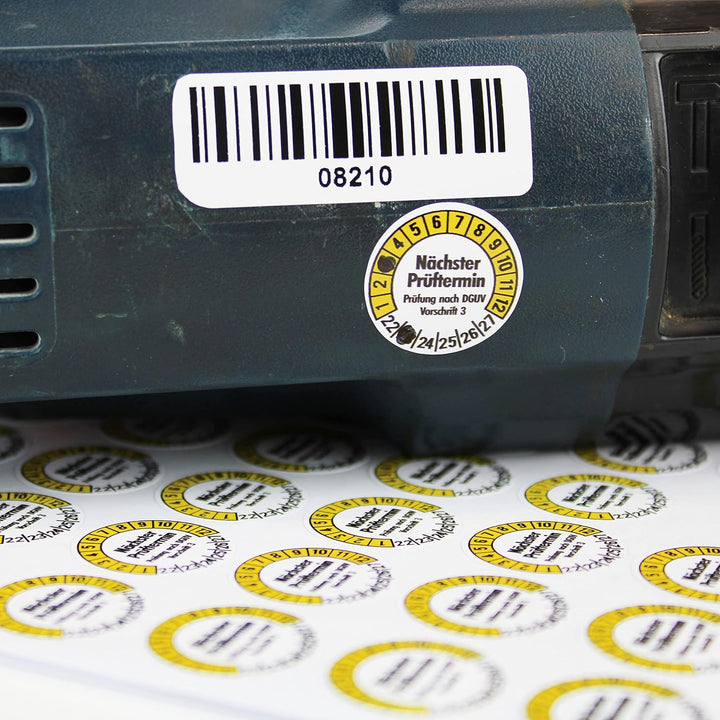 Fluxxx 560 Stk Prüfplaketten "Nächster Prüftermin", 20 mm Ø, Prüfetiketten nach DGUV V3, 2024-2029,