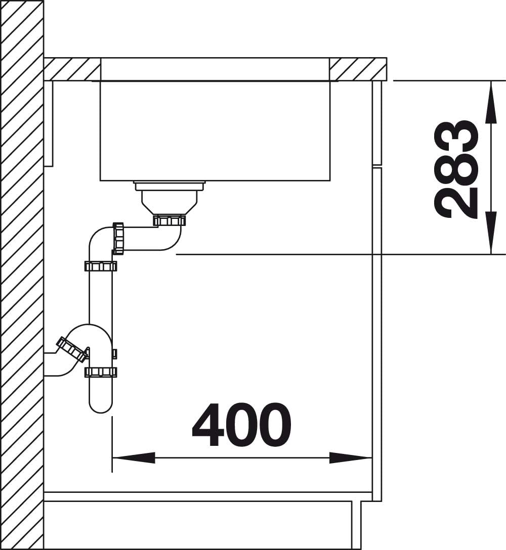 BLANCO SUPRA 400-U | Edelstahl | Einbauart: Unterbau | ohne Ablauffernbedienung | 45er Unterschrank