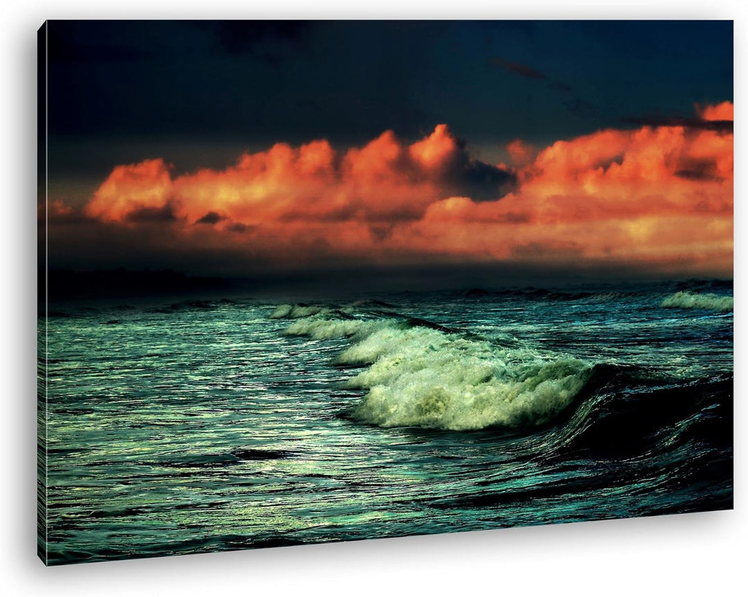 deyoli bezaubernde Küste bei Abenddämmerung Format: 80x60 als Leinwand, Motiv fertig gerahmt auf Ech