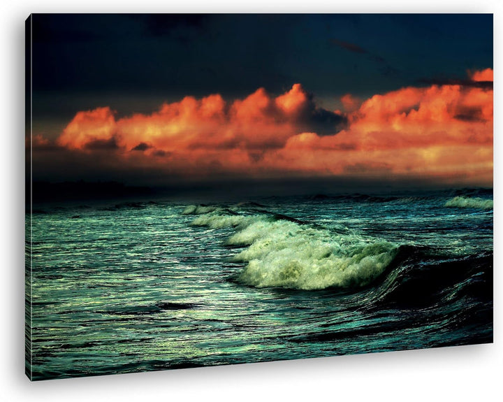 deyoli bezaubernde Küste bei Abenddämmerung Format: 80x60 als Leinwand, Motiv fertig gerahmt auf Ech