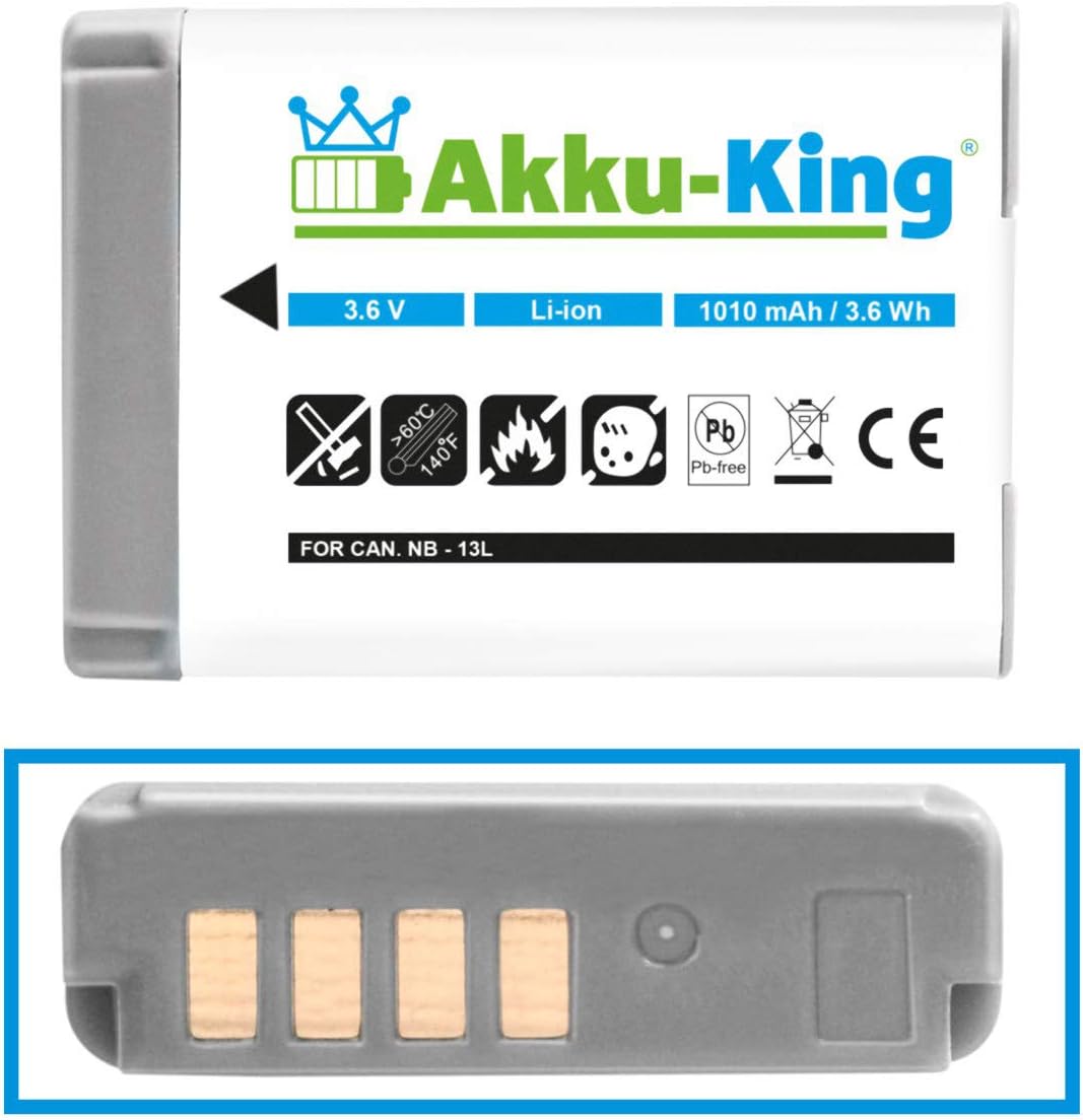 Akku-King Akku kompatibel mit Canon NB-13L - Li-Ion 1010mAh - für Canon PowerShot G5X G7X G9X, G7X M