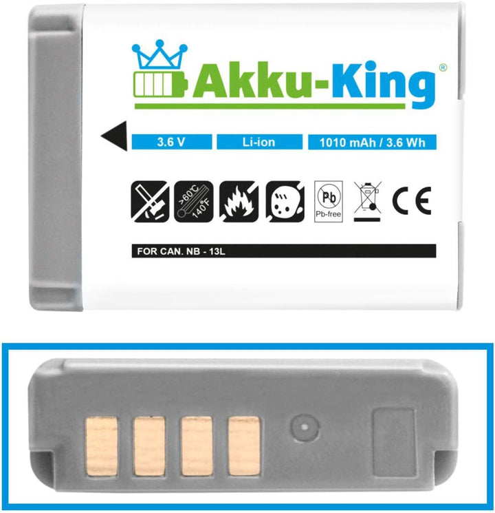 Akku-King Akku kompatibel mit Canon NB-13L - Li-Ion 1010mAh - für Canon PowerShot G5X G7X G9X, G7X M