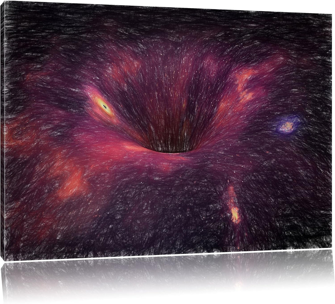 Pixxprint Schwarzes Loch im Weltall als Leinwandbild/Grösse: 100x70 / Wandbild/Kunstdruck/fertig bes
