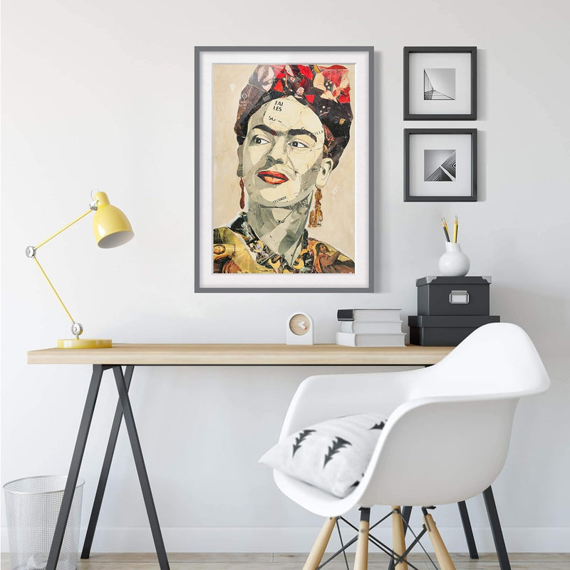 Bild mit Rahmen - Frida Kahlo - Collage No.2 - Rahmenfarbe Grau, 40 x 30 cm 40cm x 30cm Grau, 40cm x