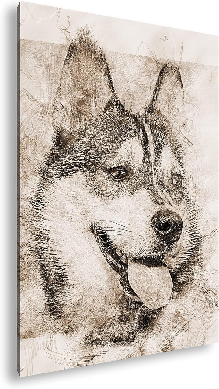 deyoli friedlicher Hund Effekt: Sepia Format: 80x60 als Leinwandbild, Motiv fertig gerahmt auf Echth
