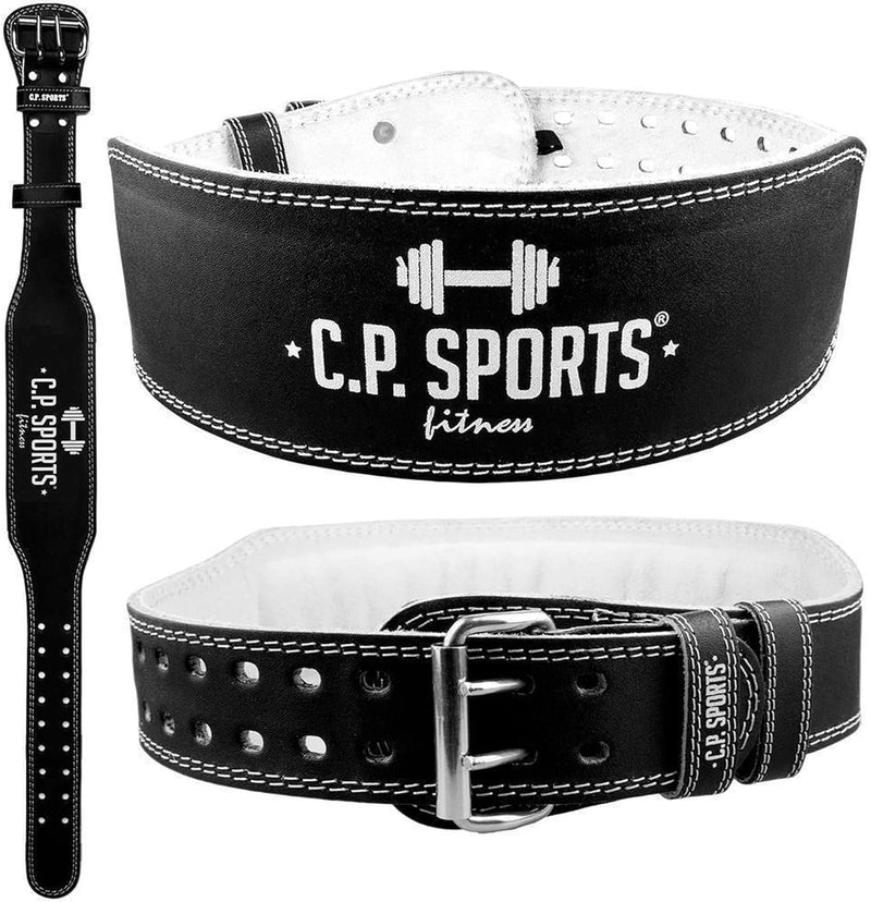 C.P.Sports Gewichthebergürtel Leder T4 inkl. Griffpolster Ideal für Bodybuilding, Fitness u. Krafttr