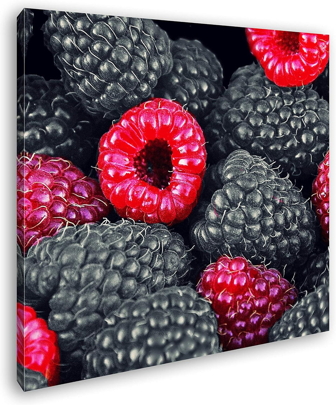 deyoli Himbeeren und Früchte im Format: 60x60 als Leinwandbild, Motiv fertig gerahmt auf Echtholzrah