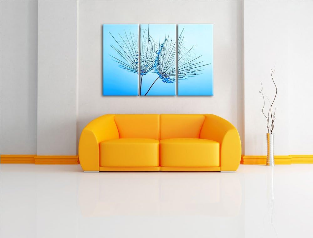 Pusteblumen mit Tautropfen Spezial 3-Teiler Leinwandbild 120x80 Bild auf Leinwand, XXL riesige Bilde