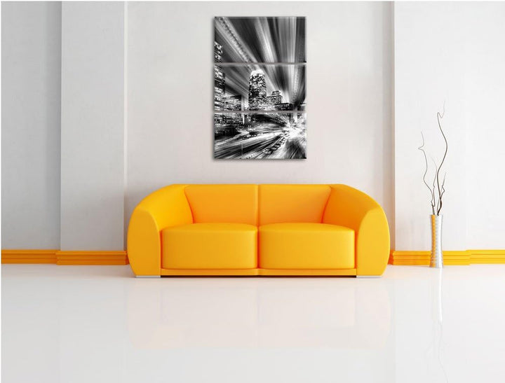 Pixxprint Monocrome, Los Angeles Matrix 3-Teiler Leinwandbild 120x80 Bild auf Leinwand