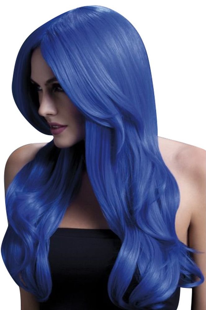 Fever Khloe Wig, Neon Blue, Long Wave with Centre Parting, 66cm / 26in Multicoloured Einheitsgrösse,