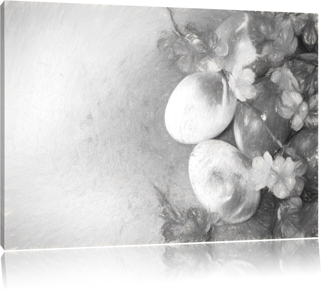 Pixxprint Kunstvolle Ostereier Kohle Zeichnung Effekt, Format: 100x70 auf Leinwand, XXL riesige Bild