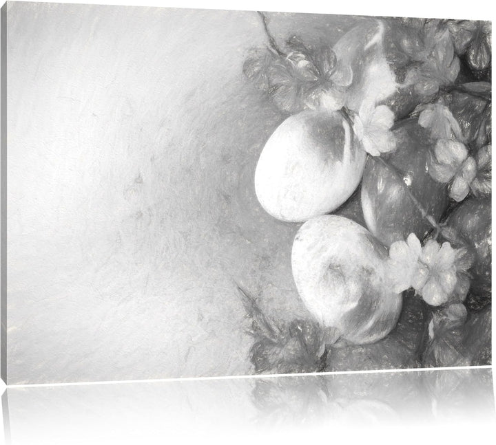 Pixxprint Kunstvolle Ostereier Kohle Zeichnung Effekt, Format: 100x70 auf Leinwand, XXL riesige Bild