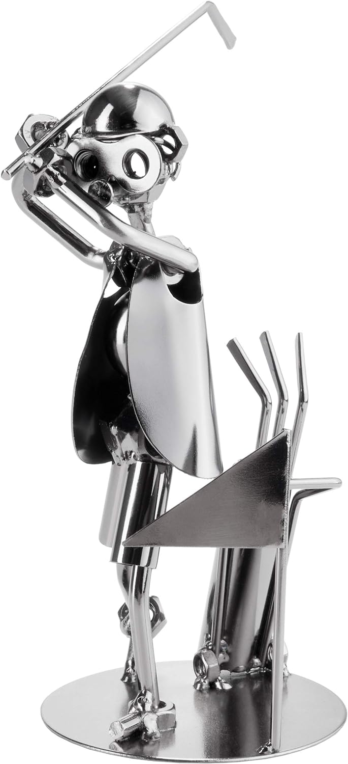 BRUBAKER Schraubenmännchen Golfer - Handarbeit Eisenfigur Metallmännchen Golf - Metallfigur Geschenk