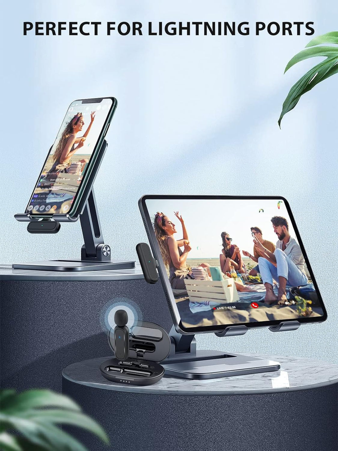 Handy Mikrofon Mini,Gimpro MC1(A) 2.4GHz【Lightning】PLUG&PLAY Ansteckmikrofon mit Ladekoffer 3 Mode D