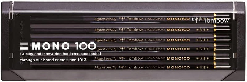 Tombow MONO-100-6H Bleistift Mono 100 Härtegrad 6H, 12-er Set, Härtegrad 6H