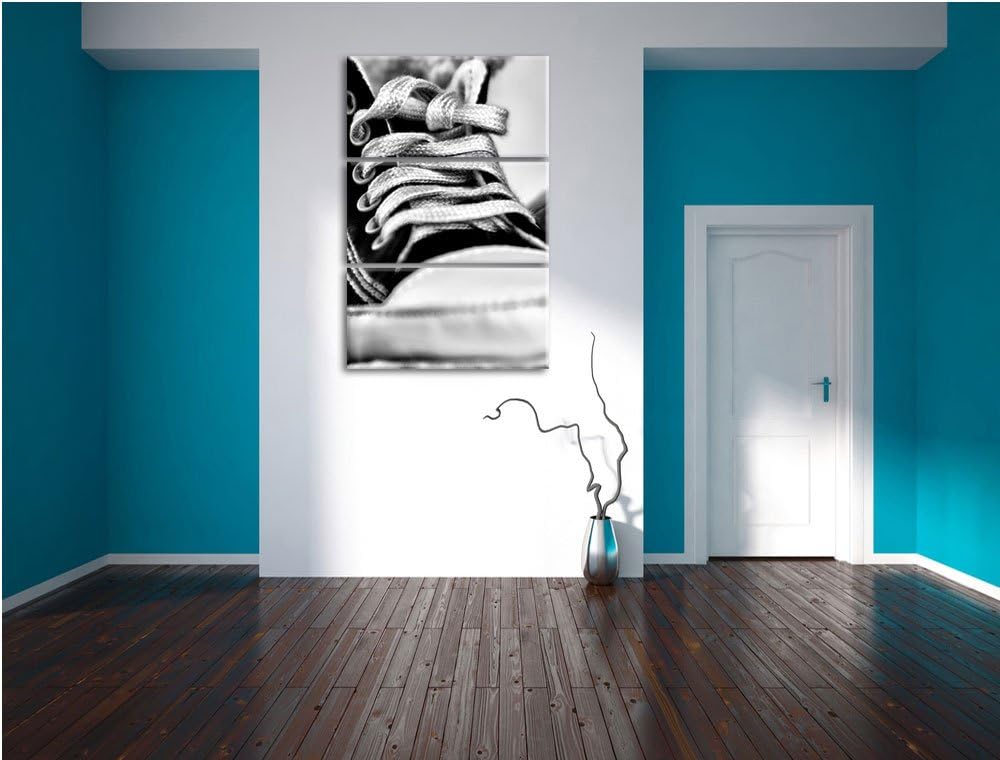 Pixxprint Trendige Schuhe / 3-Teilig/Gesamtmass 120cm Leinwandbild bespannt auf Holzrahmen/Wandbild