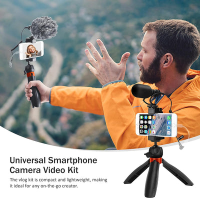 comica Handy-Mikrofon Vlogging Kit, CVM-VM10-K2 PRO Video Kit mit Professionelles Richtmikrofon und