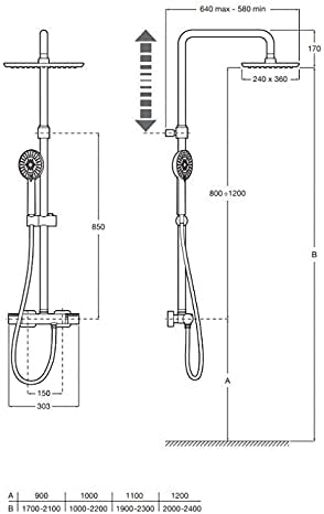 EVEN-T SQUARE COLUMNA DUCHA TELESCOPICA Quadratischer Thermostat, Quadratischer Thermostat