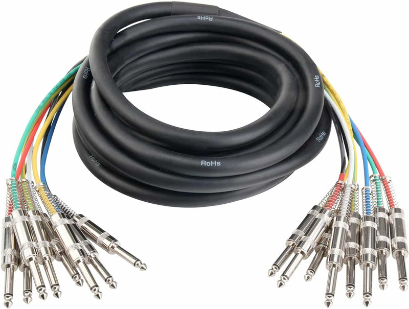 Pronomic Stage MJJ8-6 Multicore Kabel 8 x 6,3 mm Klinke mono auf 8 x 6,3 mm Klinke mono 6 m 6m, 6m