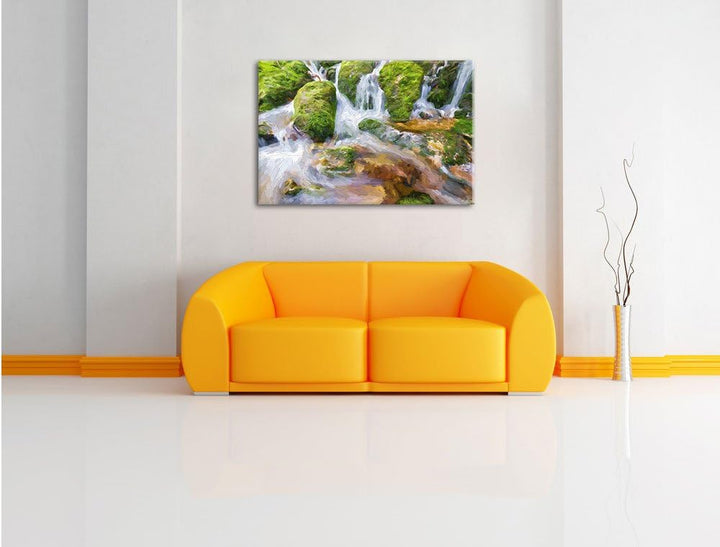 Pixxprint Gertelbach im Schwarzwald Kunst als Leinwandbild/Grösse: 100x70 / Wandbild/Kunstdruck/fert