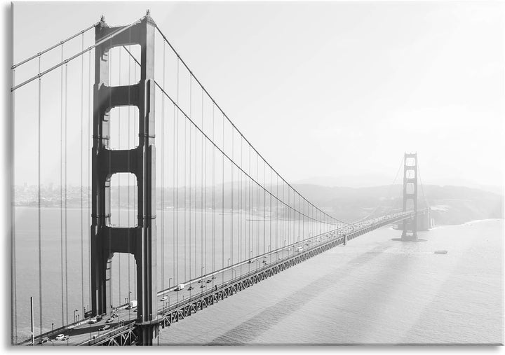 Pixxprint Glasbild | Wandbild aus Echtglas | Golden Gate Bridge San Francisco | 80x60 cm | inkl. Auf