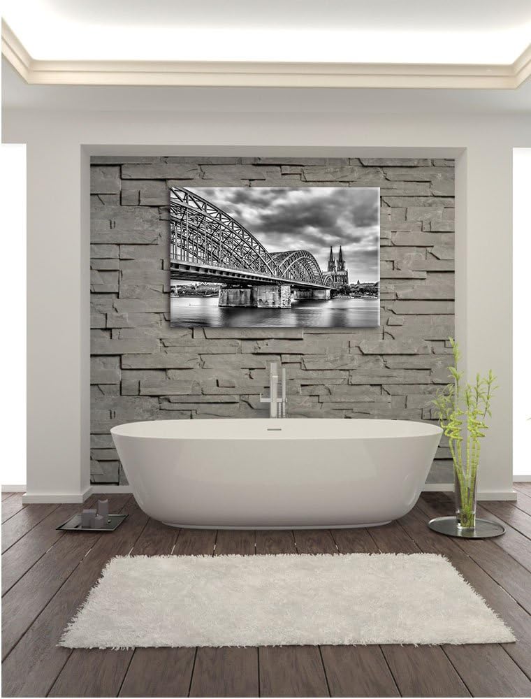 Monocrome, Prächtige Hohenzollernbrücke in Köln, Format: 100x70 auf Leinwand, 100x70