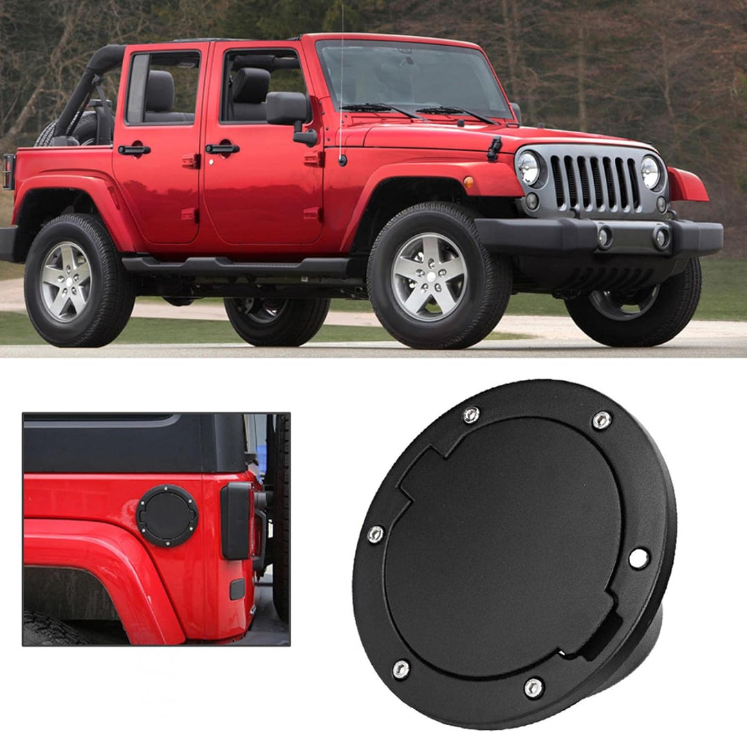 Dioche Tankdeckel, Schwarze ABS Tankdeckelabdeckung passend für Jeep Wrangler JK 2007-2017